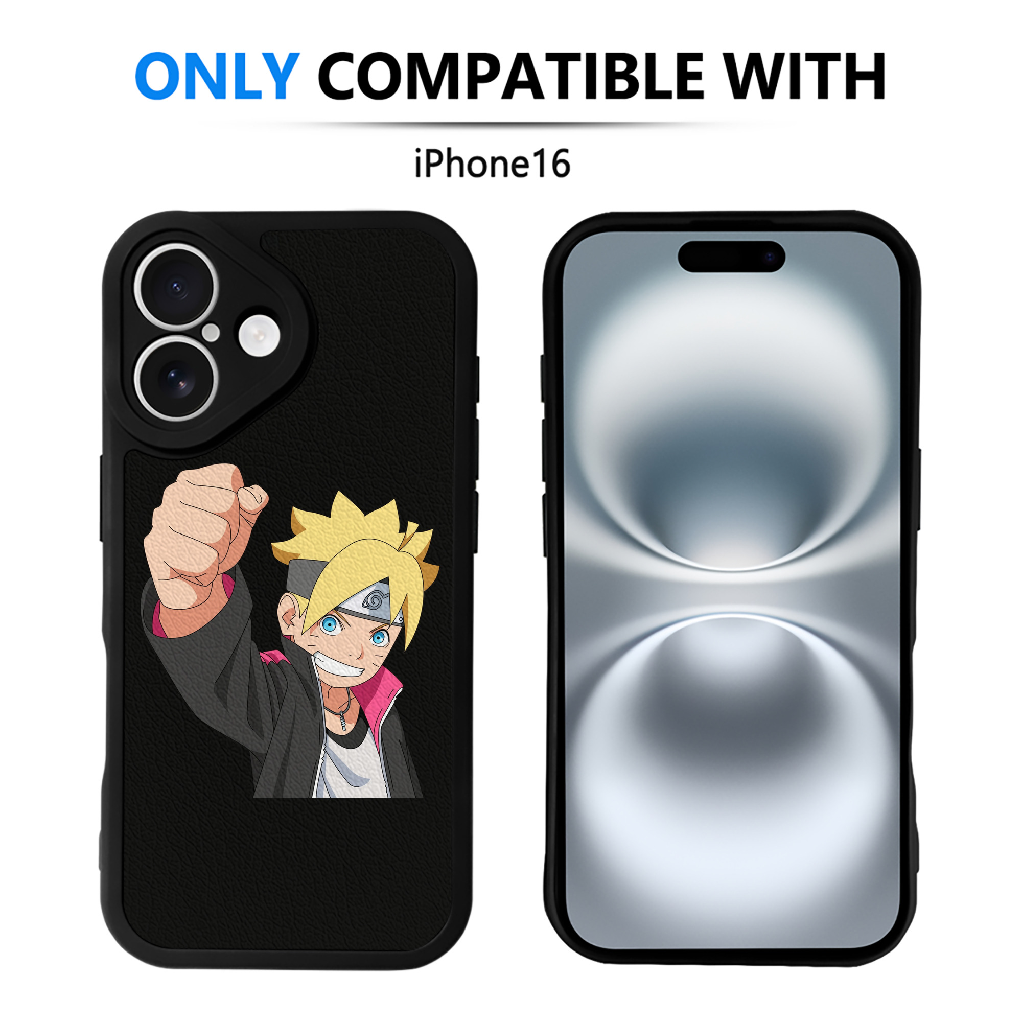 （画像用） NARUTO -ナルト- うずまき ボルト Uzumaki Boruto 【iPhone 16シリーズ対応】シリコンスマホケース（レザー調） 材質：シリコン